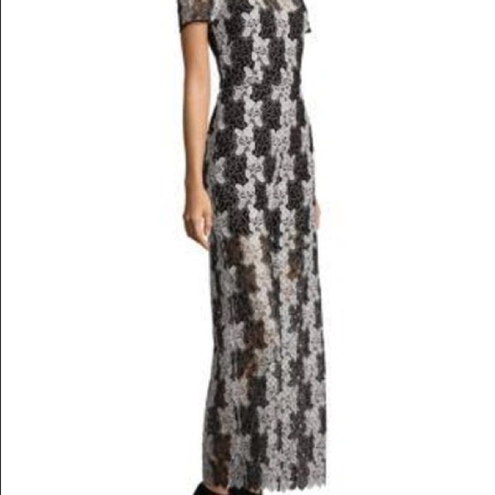 DVF, Lace Short-Sleeve Jumpsuit in Black & White, WORN 1X for event